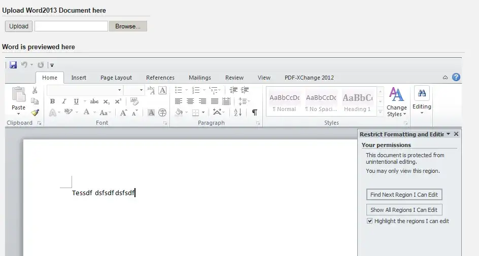 使用 ABAP 代码将 Word 文档设置成只读