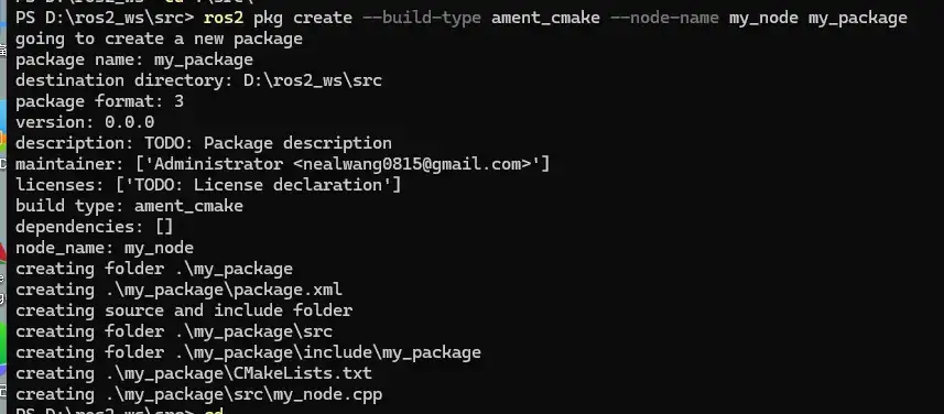 Windows ROS2使用教程03-首个功能包的创建