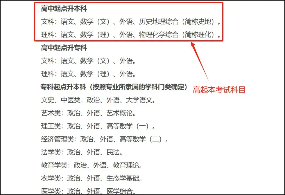 成人高考的科目有哪些?这三种必须了解