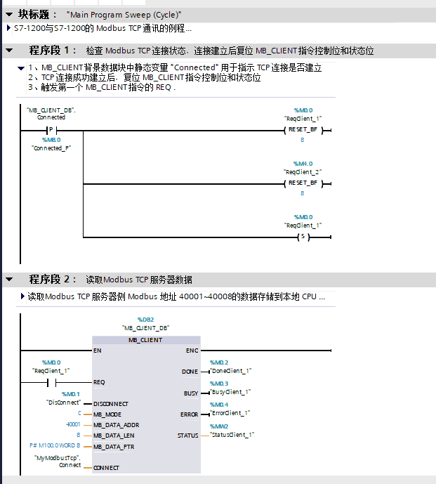 西门子PLC Modus TCP通讯